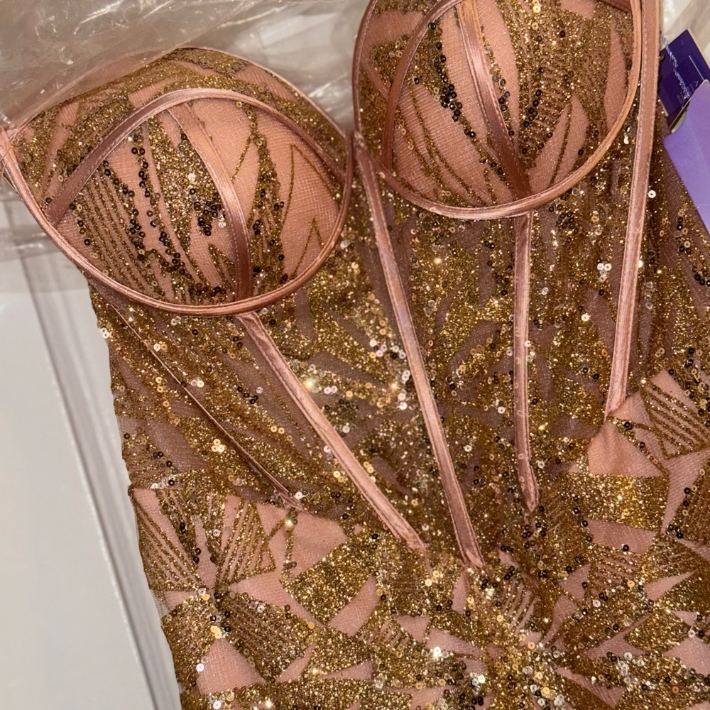 Strapless Mermaid Gown Rose Gold - Picture 10 of 12